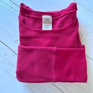 Faded Glory‎ Womens Thermal Knit Top XXL/2XG Long Sleeve Red Shirt